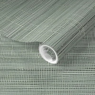 Spoonflower Pre-pasted Wallpaper Cane Grasscloth - Heavy Textured Sage 2' X 12' Removable