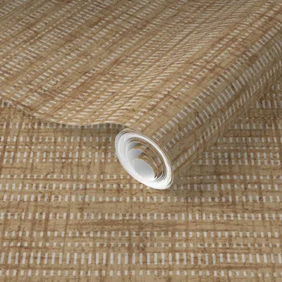 Spoonflower Pre-pasted Wallpaper Caramel Gold Solid Texture Natural Grasscloth Woven Faux Grasscloth Weave 2' X 