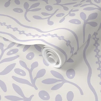 Spoonflower Pre-pasted Wallpaper Caroline Violet 2' X 12' Removable