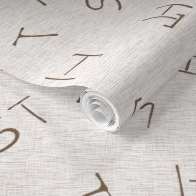 Spoonflower Pre-pasted Wallpaper Cattle Brands - Beige/soft Brown 2' X 12' Removable In White