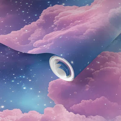 Spoonflower Pre-pasted Wallpaper Celestial Pastel Clouds Darker Version Large Scale Cloud  Wb24 2' X 12' Removab