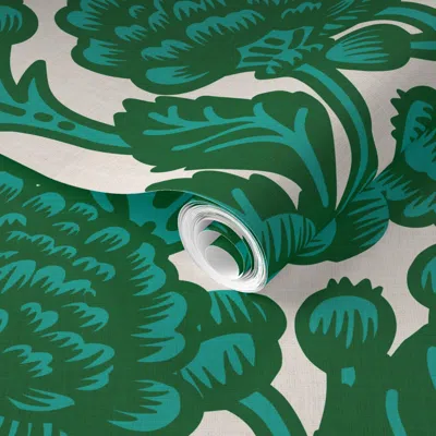 Spoonflower Pre-pasted Wallpaper Cerie Garden 2' X 12' Removable