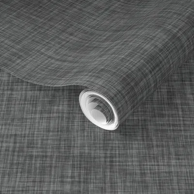 Spoonflower Pre-pasted Wallpaper Charcoal Linen 2' X 12' Removable In Gray