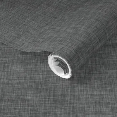Spoonflower Pre-pasted Wallpaper Charcoal Linen No. 1 2' X 12' Removable In Gray