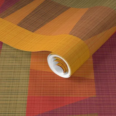 Spoonflower Pre-pasted Wallpaper Cheater-quilt Orange Harvest  Removable In Orange/yellow/brown