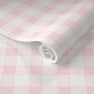 Spoonflower Pre-pasted Wallpaper Cheerful Checks Ballet Slipper 2' X 12' Removable