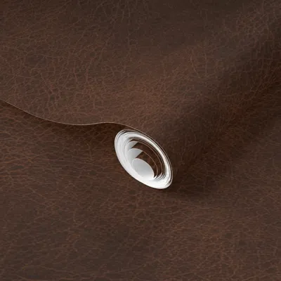 Spoonflower Pre-pasted Wallpaper Chestnut Brown Soft Leather - Classic Brown Leather 2' X 12' Removable