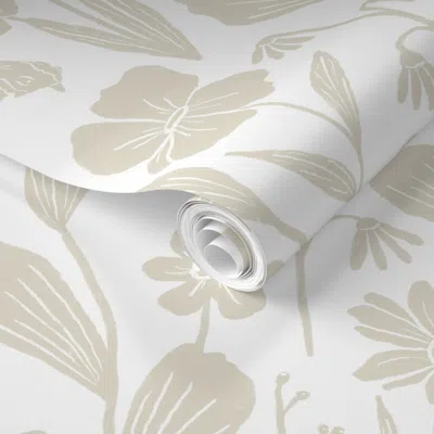Spoonflower Pre-pasted Wallpaper Chicken Cottage Floral - Cream (s)  Removable In Multi