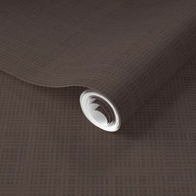 Spoonflower Pre-pasted Wallpaper Chocolate Martini Basketweave Linen 2' X 12' Removable In Brown