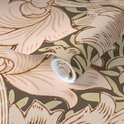 Spoonflower Pre-pasted Wallpaper Chrysanthemum 1877 William Morris- Heritage & Cottage Flowers Deco 2' X 12' Rem