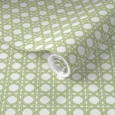 Spoonflower Pre-pasted Wallpaper Classic Cane Moss Micro 1" 2' X 12' Removable