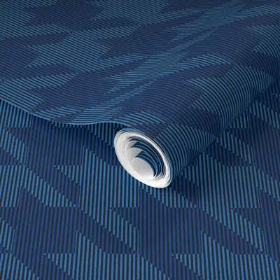 Spoonflower Pre-pasted Wallpaper Classic Houndstooth Check Modern Farmhouse Basic Dogtooth Navy Blue 2' X 12' Re
