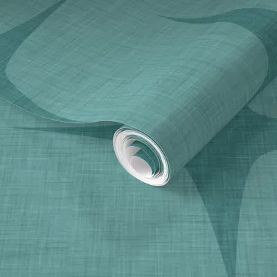 Spoonflower Pre-pasted Wallpaper Classic Mid Mod Teal - Starburst Blue-teal 2' X 12' Removable