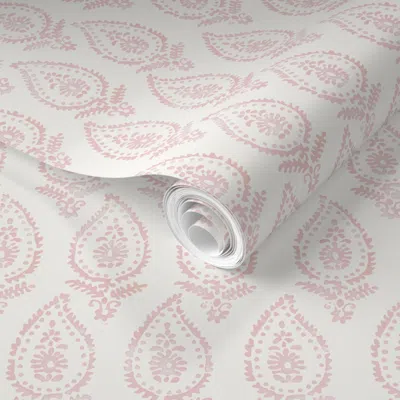 Spoonflower Pre-pasted Wallpaper Classic Paisley Classic Pink  Removable