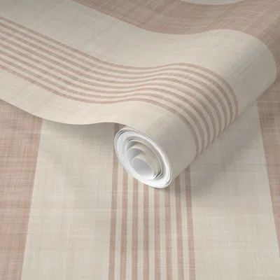 Spoonflower Pre-pasted Wallpaper Classic Timeless Cabana Stripe In Mocha - Traditional Scandinavian Cottage 2' X In Neutral