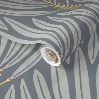 Spoonflower Pre-pasted Wallpaper Cleopatra (slate Gray) 2' X 12' Removable