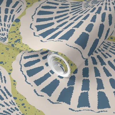 Spoonflower Pre-pasted Wallpaper Coastal Clams -white Coffee (medium) 2' X 12' Removable