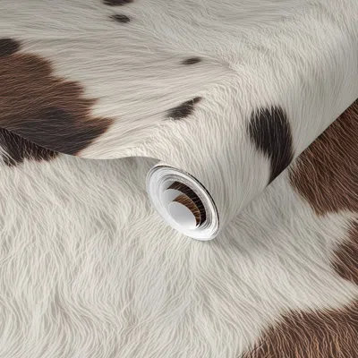Spoonflower Pre-pasted Wallpaper Comfy Cowhide With Spots And Speckles In Soft Brown And Off White Large  Remova