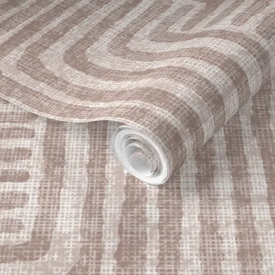 Spoonflower Pre-pasted Wallpaper Contemporary Muted Geometric Boho Cottage Farmhouse Coffee Cottage 2' X 12' Rem