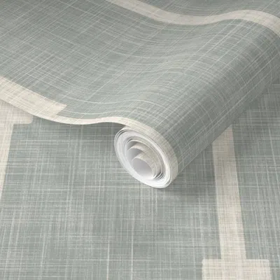 Spoonflower Pre-pasted Wallpaper Contemporary Muted Modern Mid Century Stripes Coastal Farmhouse Powder Blue 2' 