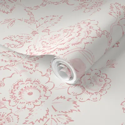 Spoonflower Pre-pasted Wallpaper Convent Garden Blush 2' X 12' Removable
