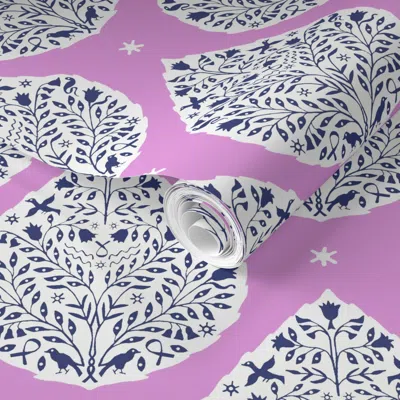 Spoonflower Pre-pasted Wallpaper Conway Peony And Blackberry Paisley 2' X 12' Removable