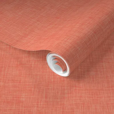 Spoonflower Pre-pasted Wallpaper Coral Linen  Removable