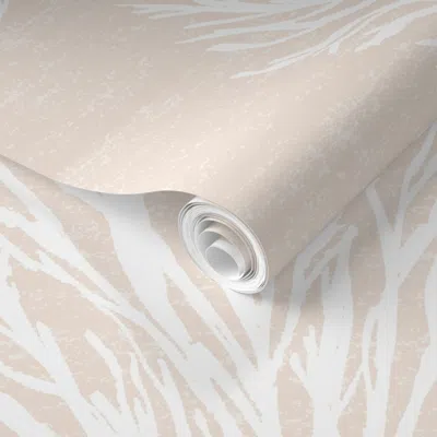 Spoonflower Pre-pasted Wallpaper Coral Reef Coastal Casual Minimal With Texture-white Beige Rose Tones-jumbo 2' 
