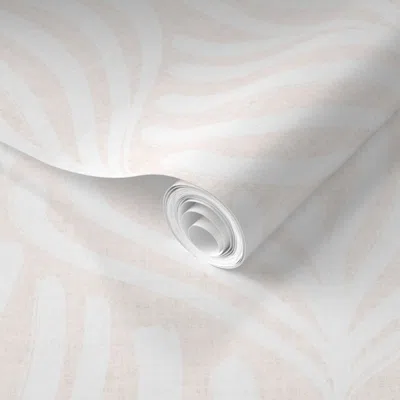 Spoonflower Pre-pasted Wallpaper Coral Reef Rhapsody - White On Cream Iii - Gentle Modern Coastal Vibe 2' X 12' 