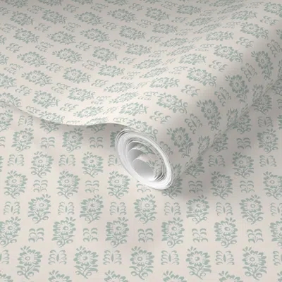 Spoonflower Pre-pasted Wallpaper Cordelia Micro Sage Let It Rain 2' X 12' Removable