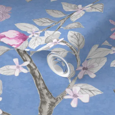 Spoonflower Pre-pasted Wallpaper Cornflower Elsie's Garden 2' X 12' Removable In Multi