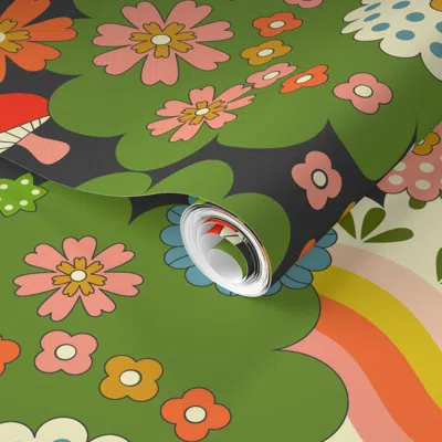 Spoonflower Pre-pasted Wallpaper Cosmic Flowering 2' X 12' Removable In Multi