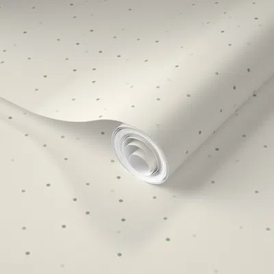 Spoonflower Pre-pasted Wallpaper Cottagecore Blender With Sage Dots 2' X 12' Removable In Neutral