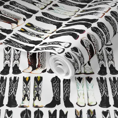 Spoonflower Pre-pasted Wallpaper Cowboy Boots 2023 2' X 12' Removable