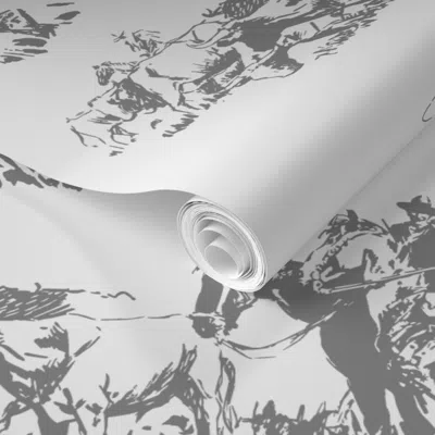 Spoonflower Pre-pasted Wallpaper Cowboy Toile 2' X 12' Removable