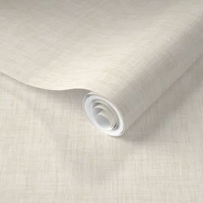Spoonflower Pre-pasted Wallpaper Cream Linen Texture 2' X 12' Removable