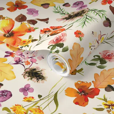 Spoonflower Pre-pasted Wallpaper Crisp Breeze Floral 2' X 12' Removable
