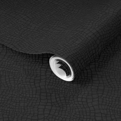 Spoonflower Pre-pasted Wallpaper Crocodile Skin - Black 2' X 12' Removable In Multi