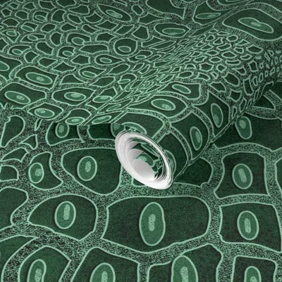 Spoonflower Pre-pasted Wallpaper Crocodile Textured Leather- Deep Green Emerald- Animal Print- Large Scale 2' X 