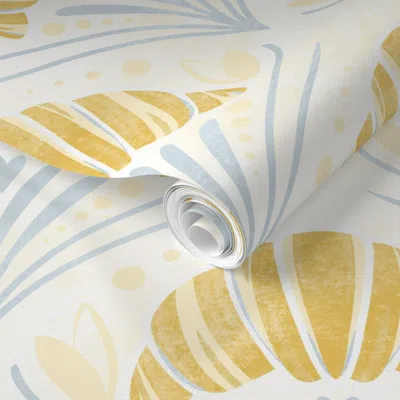 Spoonflower Pre-pasted Wallpaper Croissant Soft Textured Blue Medium 2' X 12' Removable