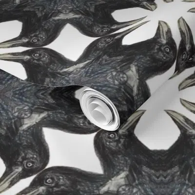 Spoonflower Pre-pasted Wallpaper Crow Circle 2' X 12' Removable
