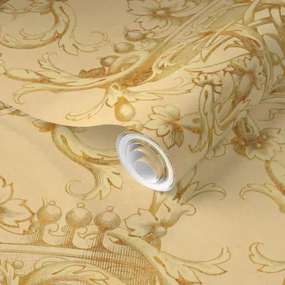 Spoonflower Pre-pasted Wallpaper Crown Damask On Parr  Removable