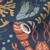 Spoonflower Pre-pasted Wallpaper Crustacean Core Large Scale Navy Background 2' X 12' Removable In Blue