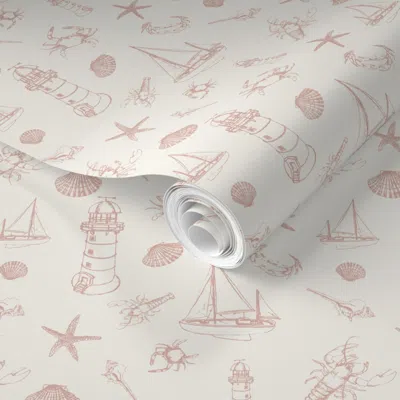 Spoonflower Pre-pasted Wallpaper Crustaceans Boho (1)-01 2' X 12' Removable