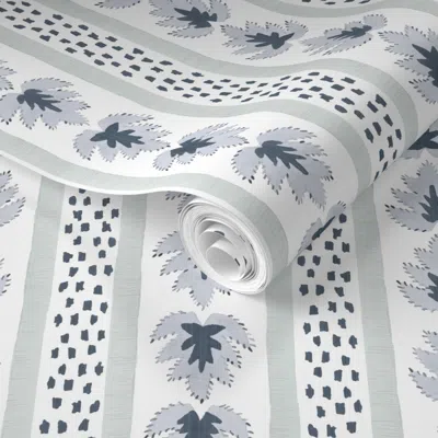 Spoonflower Pre-pasted Wallpaper Custom Erin James Stripe With Strie  Removable