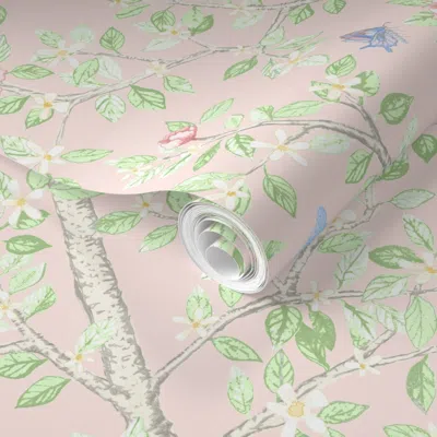 Spoonflower Pre-pasted Wallpaper Custom Hallie Elsie's Garden Copy 2' X 12' Removable