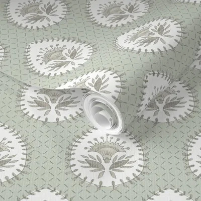 Spoonflower Pre-pasted Wallpaper Custom Jennifer Daphne Hollingsworth Green 2' X 12' Removable