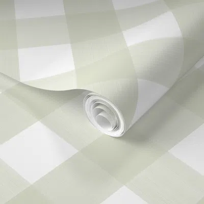 Spoonflower Pre-pasted Wallpaper Custom Judy Diagonal Hancock Green 2 Inch Buffalo Plaid 2' X 12' Removable