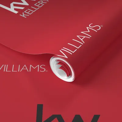 Spoonflower Pre-pasted Wallpaper Custom Kw Logo Paper On Red 2' X 12' Removable