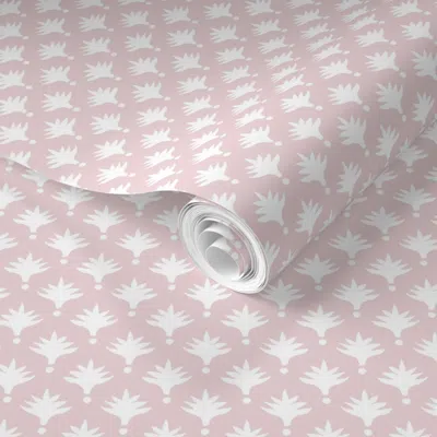 Spoonflower Pre-pasted Wallpaper Custom Leslie Tiny Palm White On Edd6d7 2' X 12' Removable In Multi